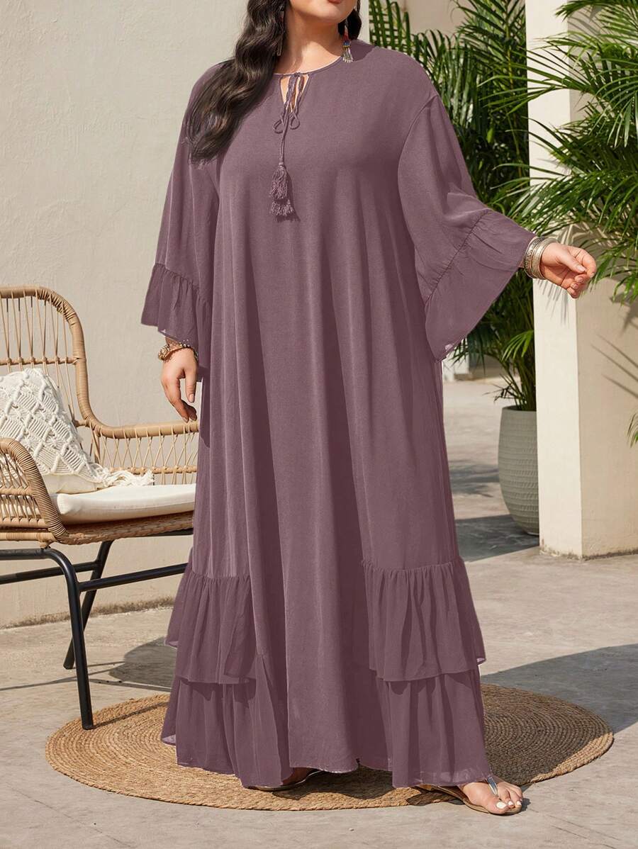 SHEIN Mulvari فستان أرجواني اللون بخصر متموج