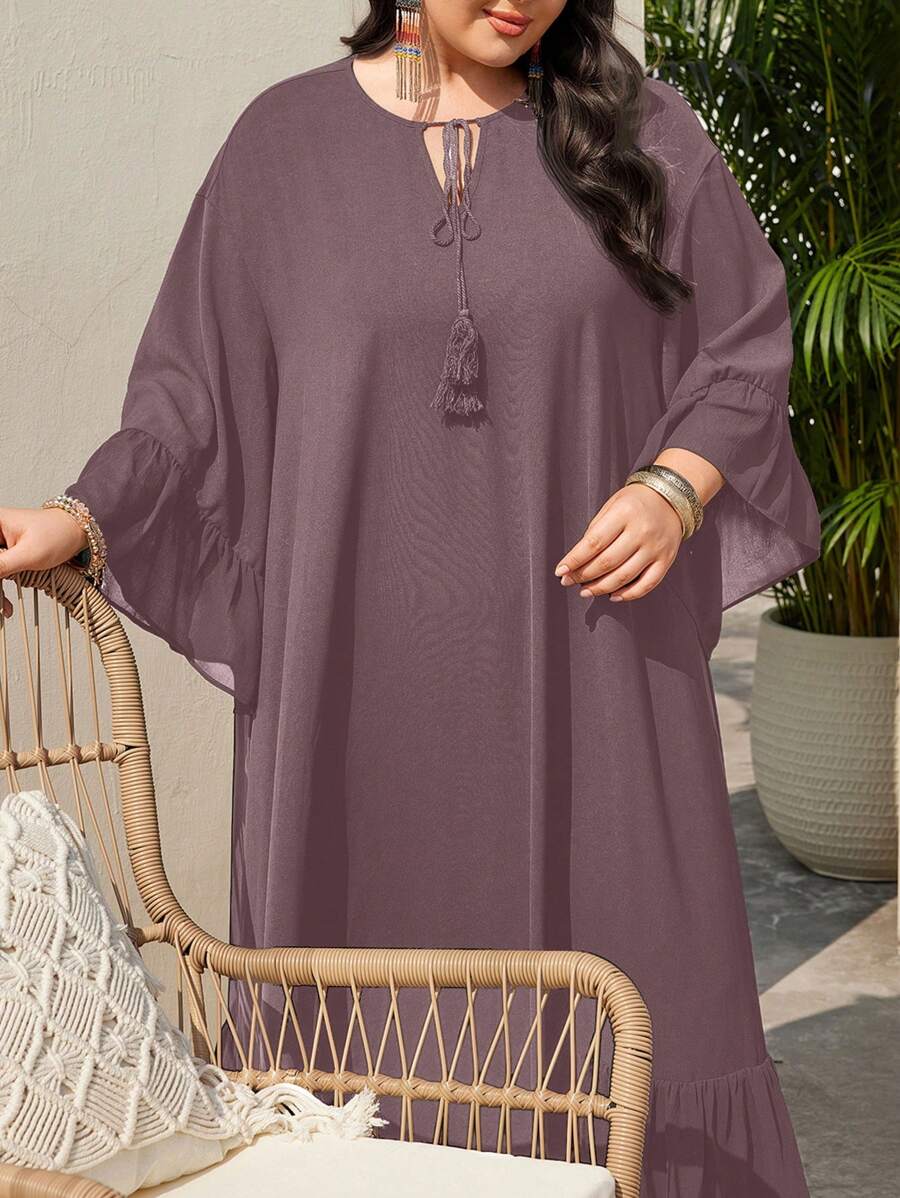 SHEIN Mulvari فستان أرجواني اللون بخصر متموج