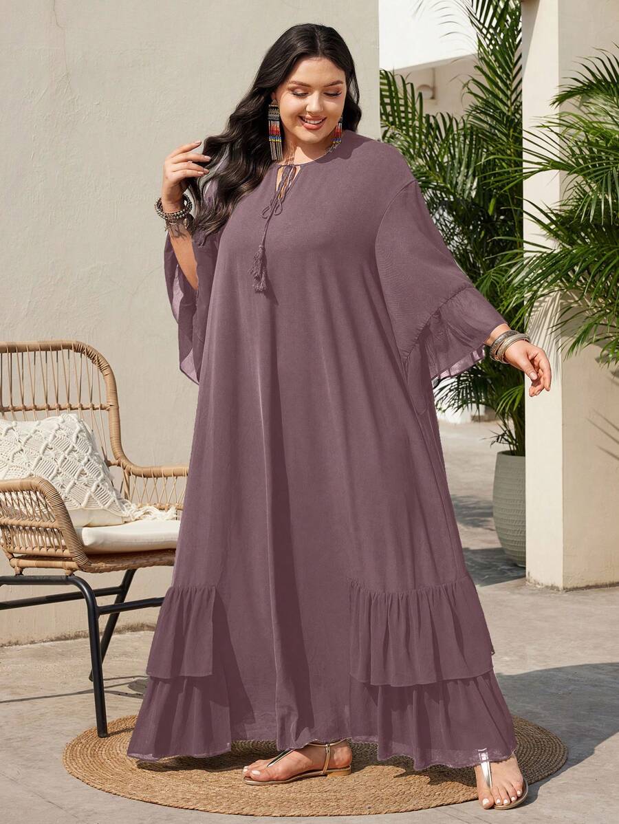 SHEIN Mulvari فستان أرجواني اللون بخصر متموج