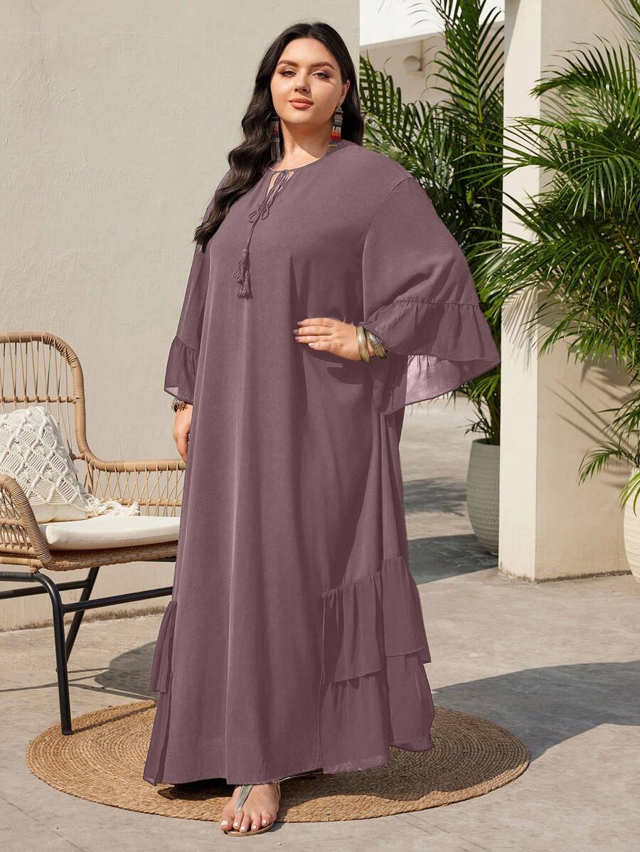 SHEIN Mulvari فستان أرجواني اللون بخصر متموج