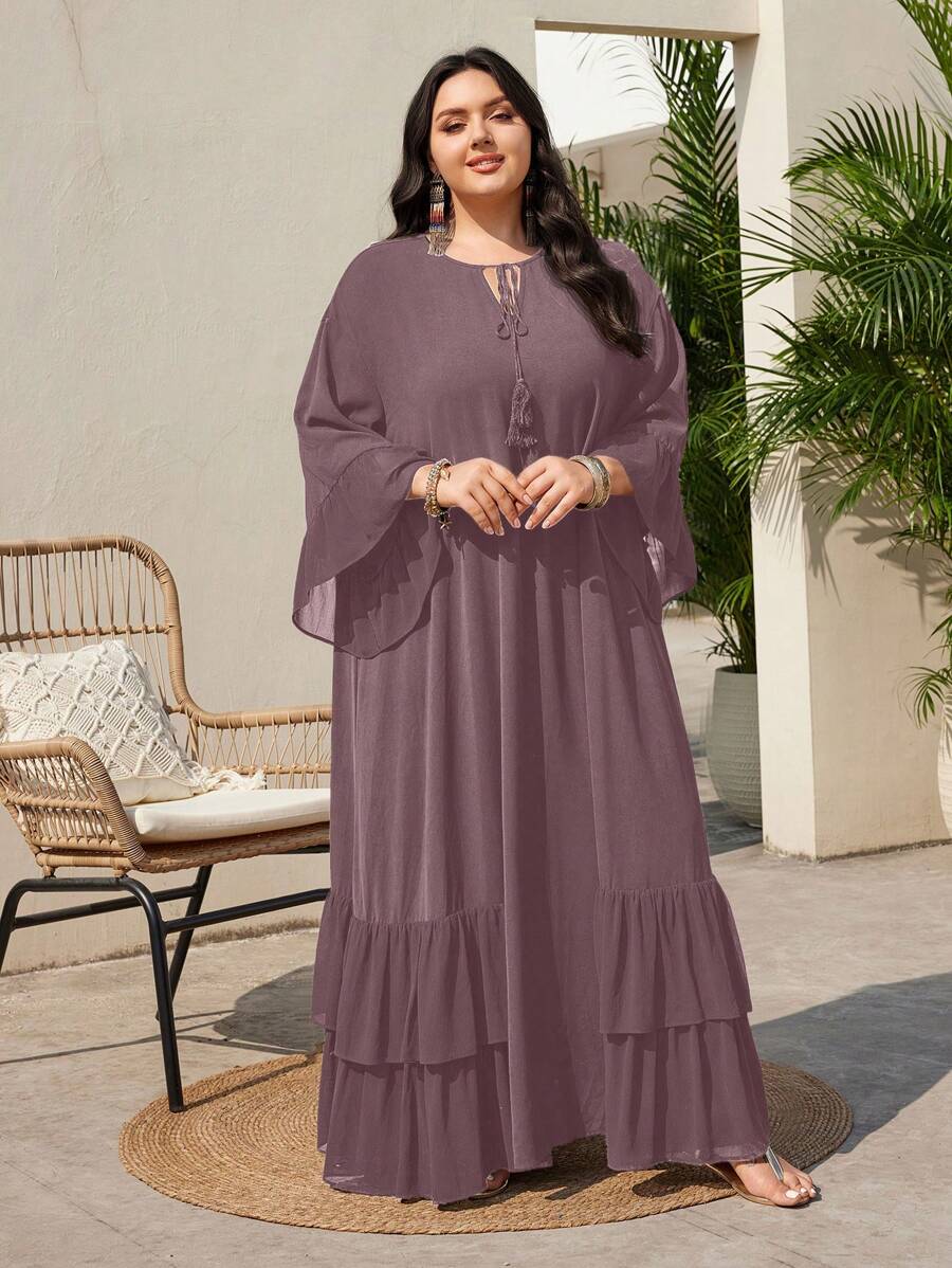 SHEIN Mulvari فستان أرجواني اللون بخصر متموج