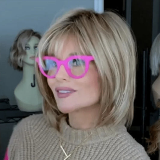 SHEIN باروكة شعر مستقيم بني جذور سوداء مقاومة للحرارة