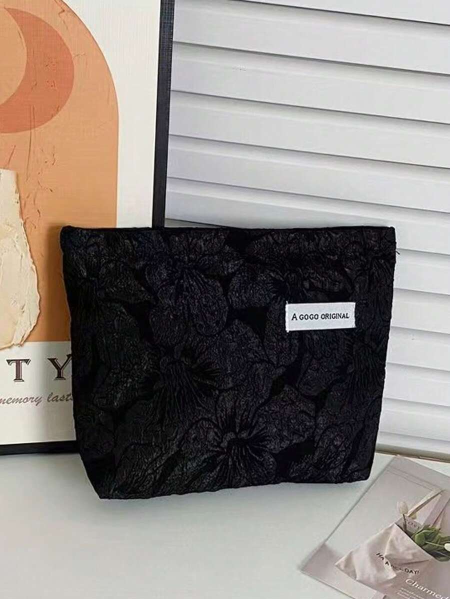 SHEIN حقيبة مكياج سوداء كبيرة وعملية