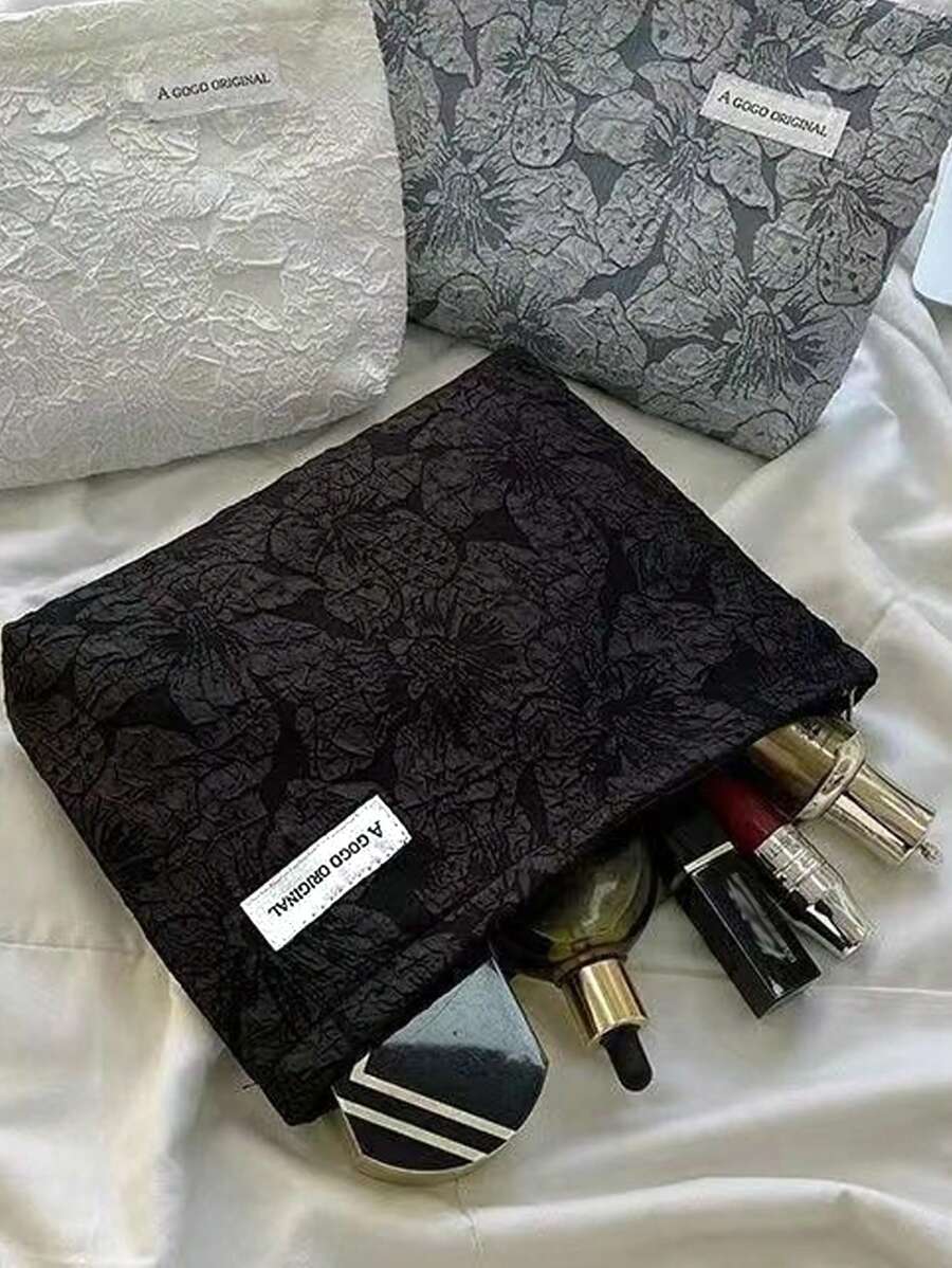 SHEIN حقيبة مكياج سوداء كبيرة وعملية