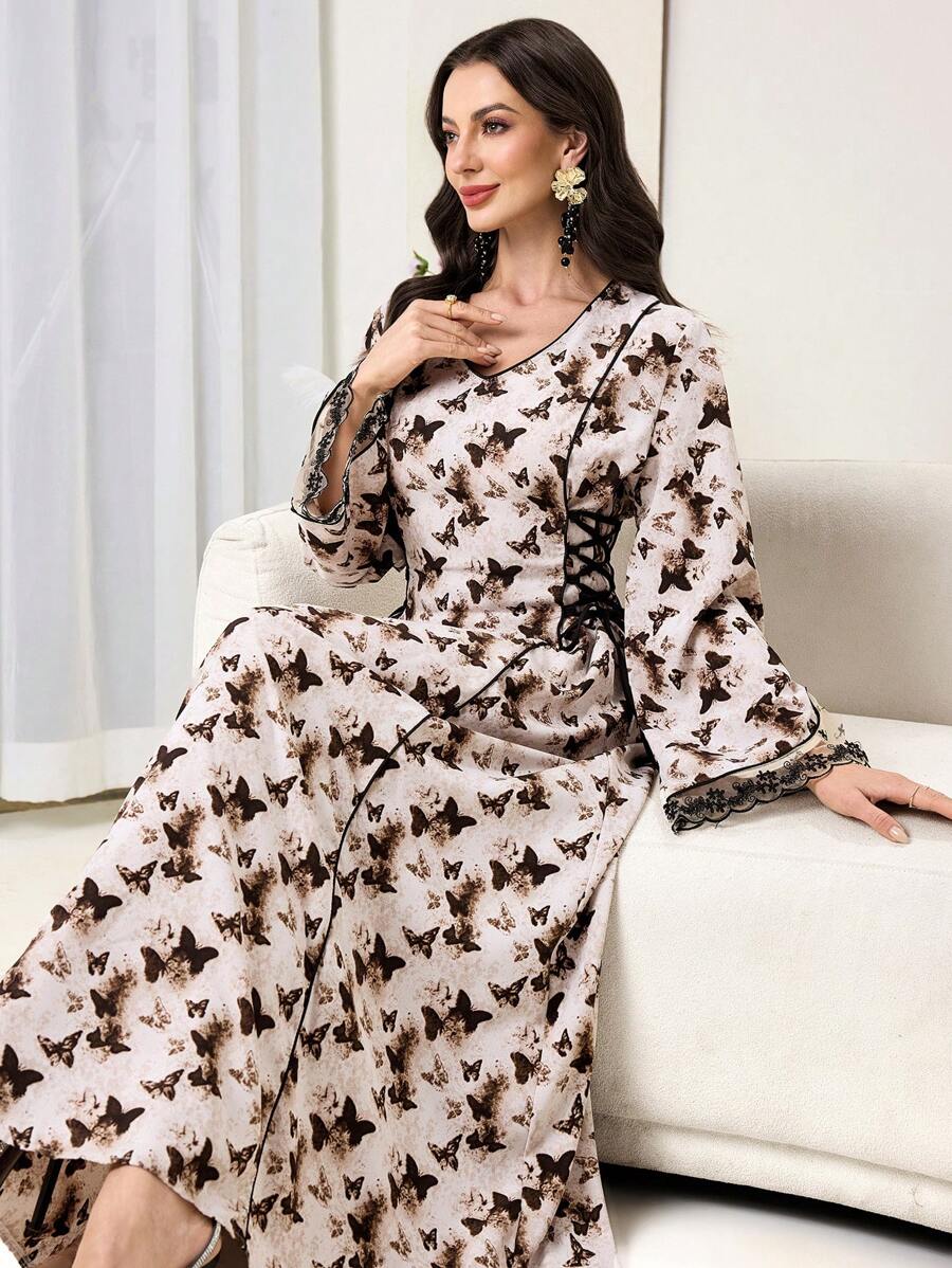 SHEIN Al Najma فستان كاجوال بسيط وأنيق بطراز عربي