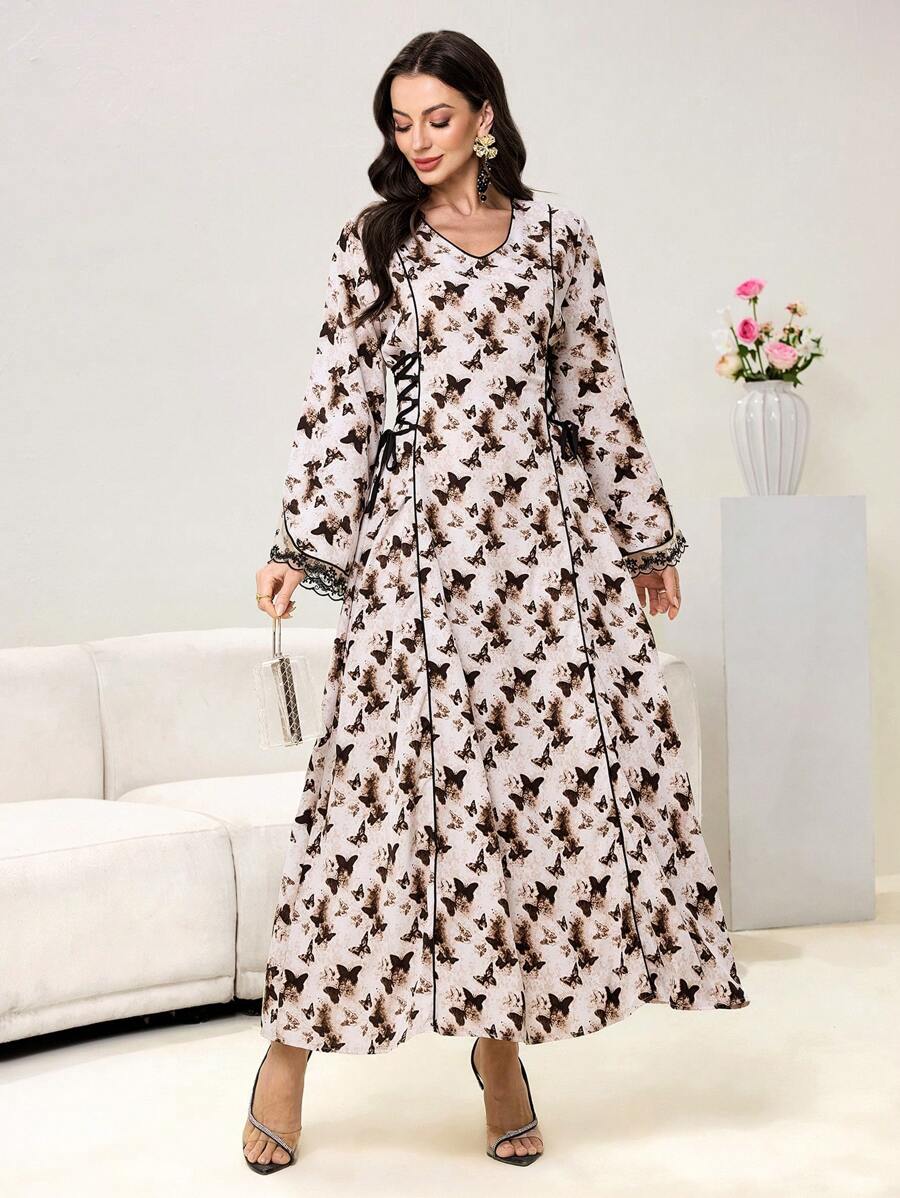 SHEIN Al Najma فستان كاجوال بسيط وأنيق بطراز عربي