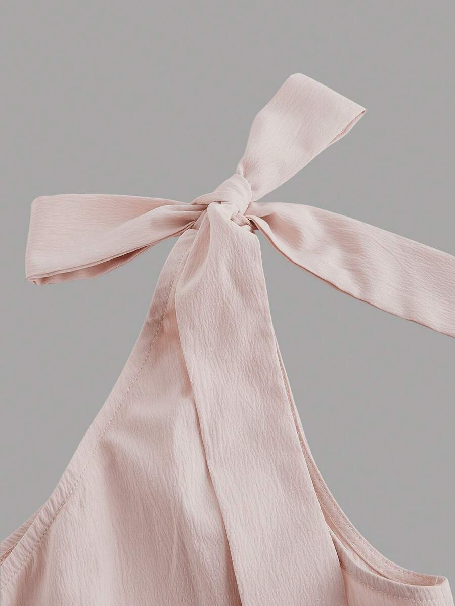 SHEIN MOD فستان وردي مكشوف الكتف بعقدة فراشة