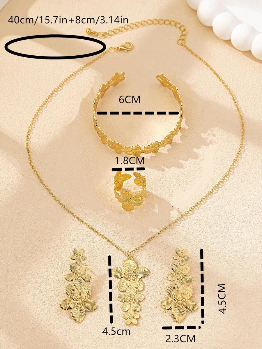 SHEIN طقم مجوهرات 5 قطع بتصميم زهرة وفراشة