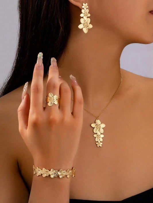 SHEIN طقم مجوهرات 5 قطع بتصميم زهرة وفراشة