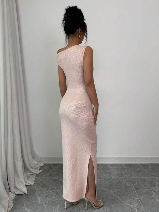 SHEIN Elenzga فستان كاجوال بكتف واحد مع مشبك معدني أنيق
