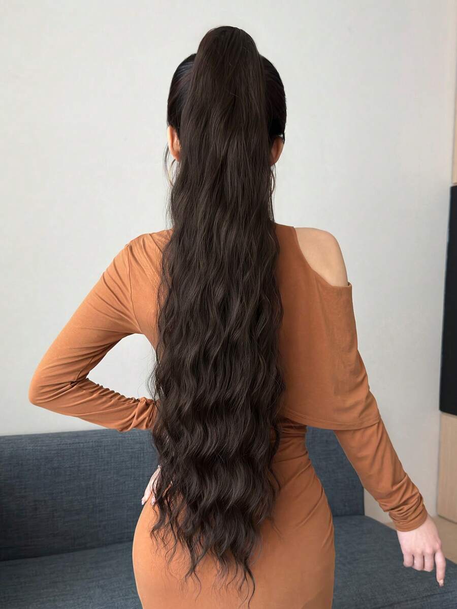 SHEIN امتداد ذيل حصان بني اصطناعي 32 بوصة