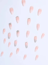 24Pcs/Set Ins Style Fresh Painted Almond Shape Full Coverage False Nails with a Set of Manicure Tools, Suitable for Women, Party, Dance and Daily Wear