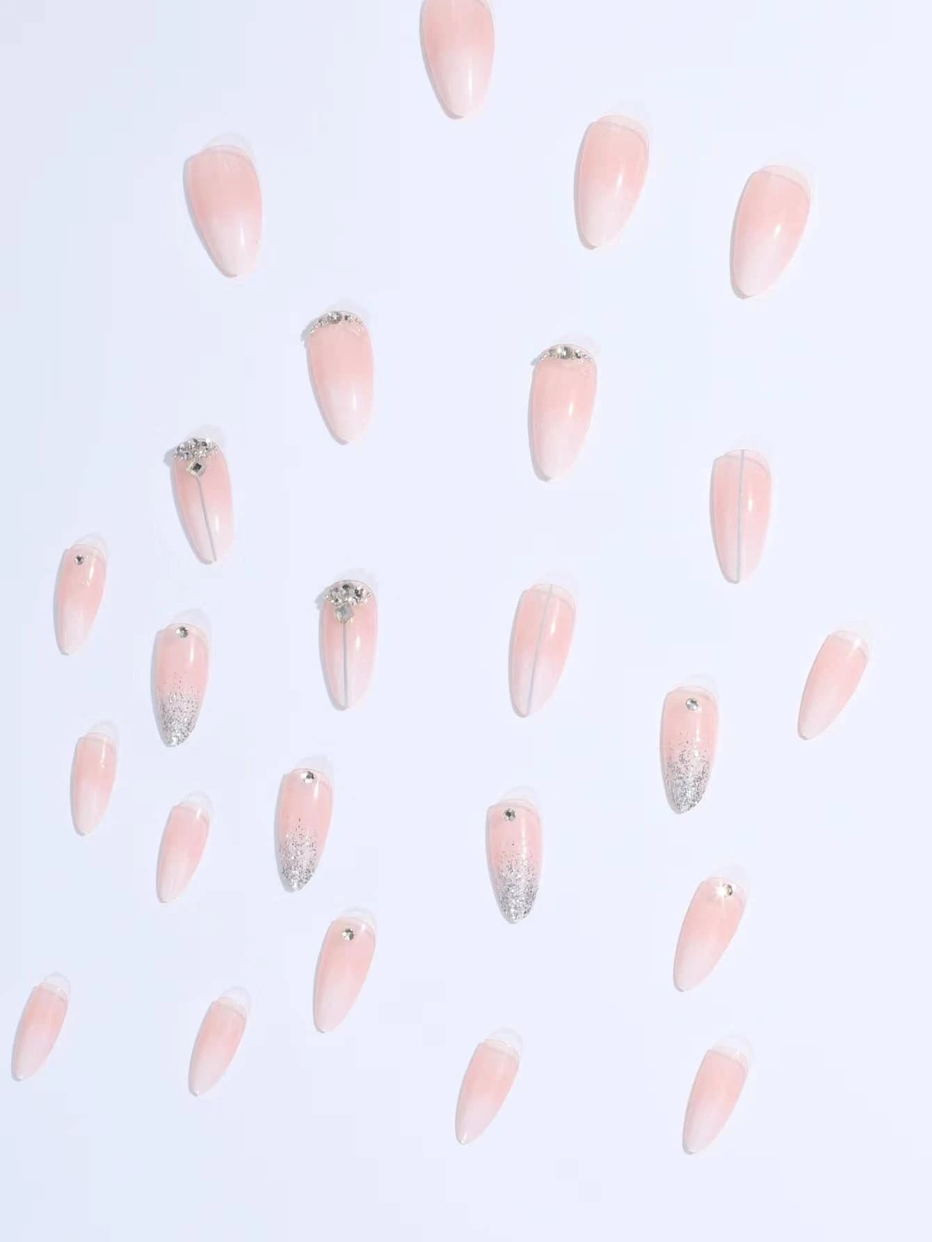 24Pcs/Set Ins Style Fresh Painted Almond Shape Full Coverage False Nails with a Set of Manicure Tools, Suitable for Women, Party, Dance and Daily Wear