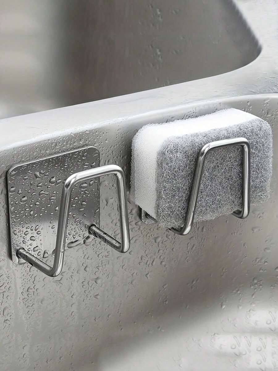 SHEIN حامل مطبخ ستانلس ستيل للإسفنج والاكسسوارات