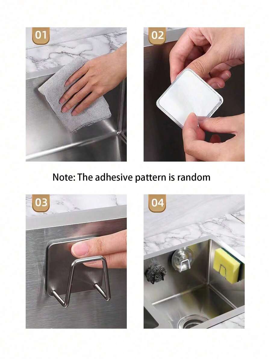 SHEIN حامل مطبخ ستانلس ستيل للإسفنج والاكسسوارات