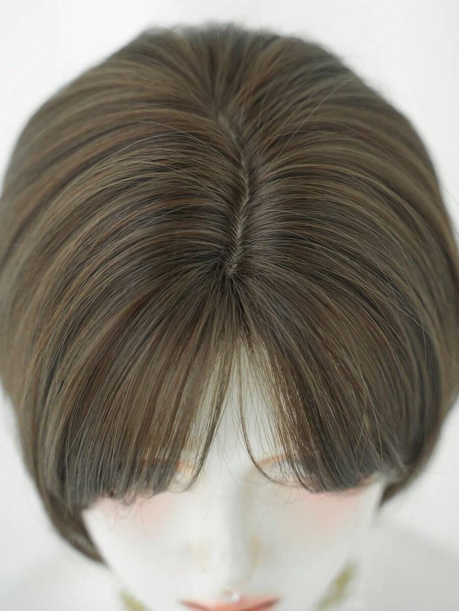 SHEIN NAMM باروكة شعر مستقيم بني قصير 12 بوصة ألياف صناعية مقاومة للحرارة