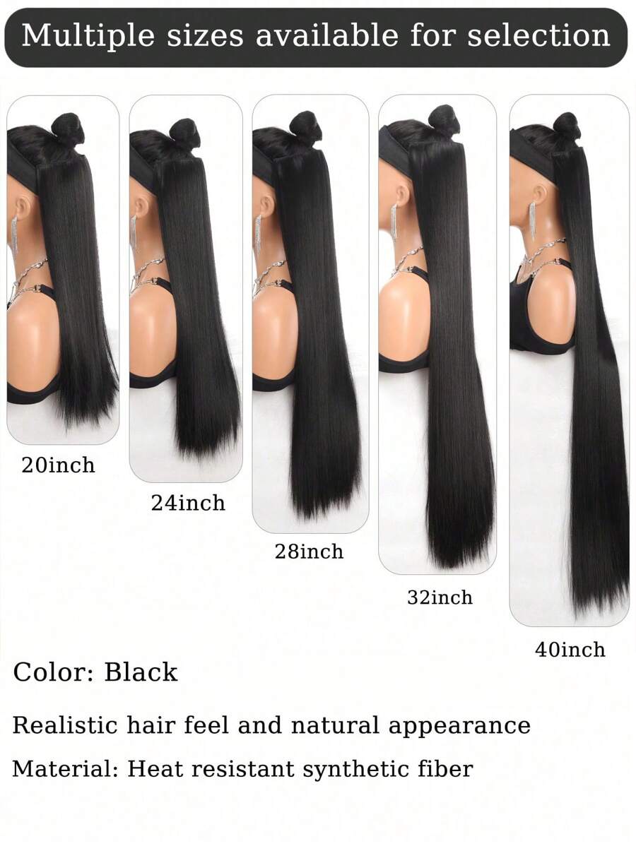 SHEIN شعر اصطناعي مستقيم طويل ب 5 مشابك