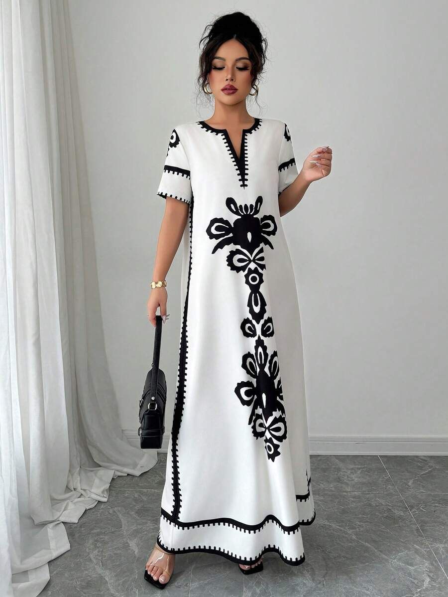 SHEIN Elenzga فستان طويل كاجوال بطبعة زهرية