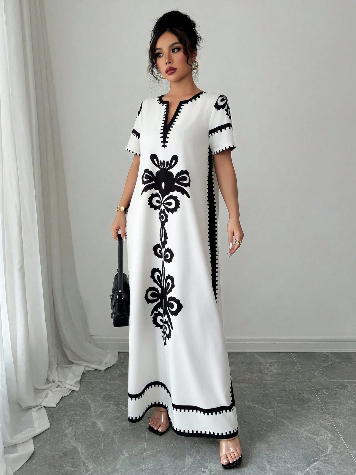 SHEIN Elenzga فستان طويل كاجوال بطبعة زهرية