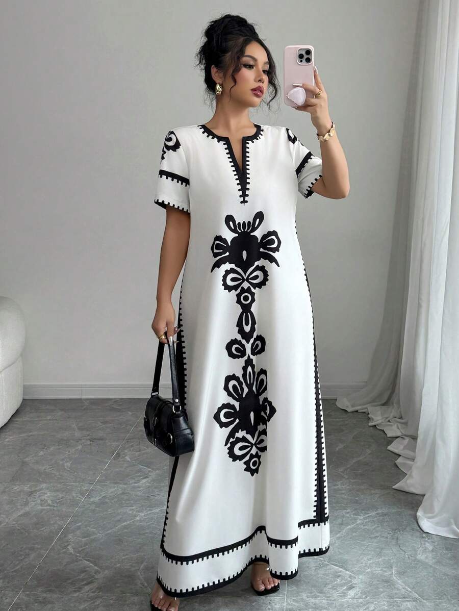 SHEIN Elenzga فستان طويل كاجوال بطبعة زهرية