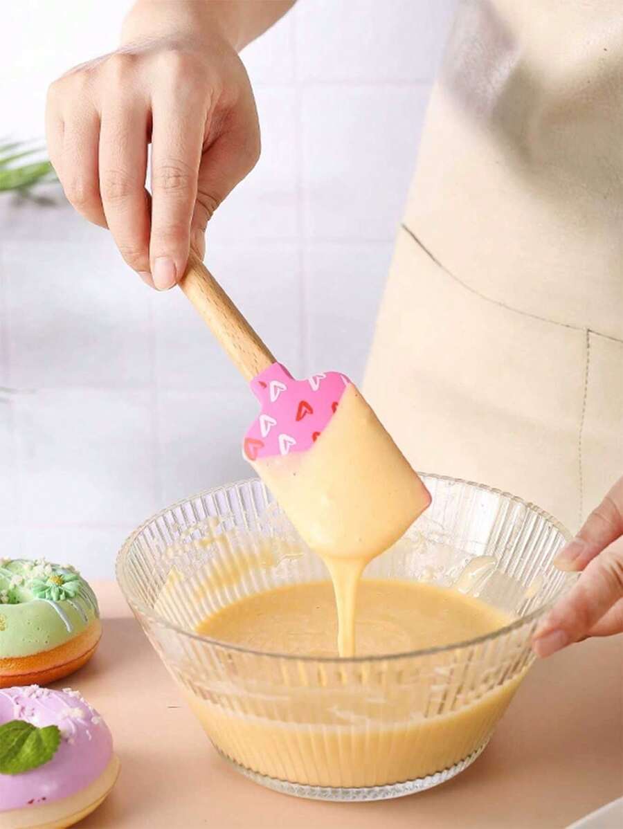 SHEIN ملعقة خلط سيليكون خشب مقاومة للحرارة