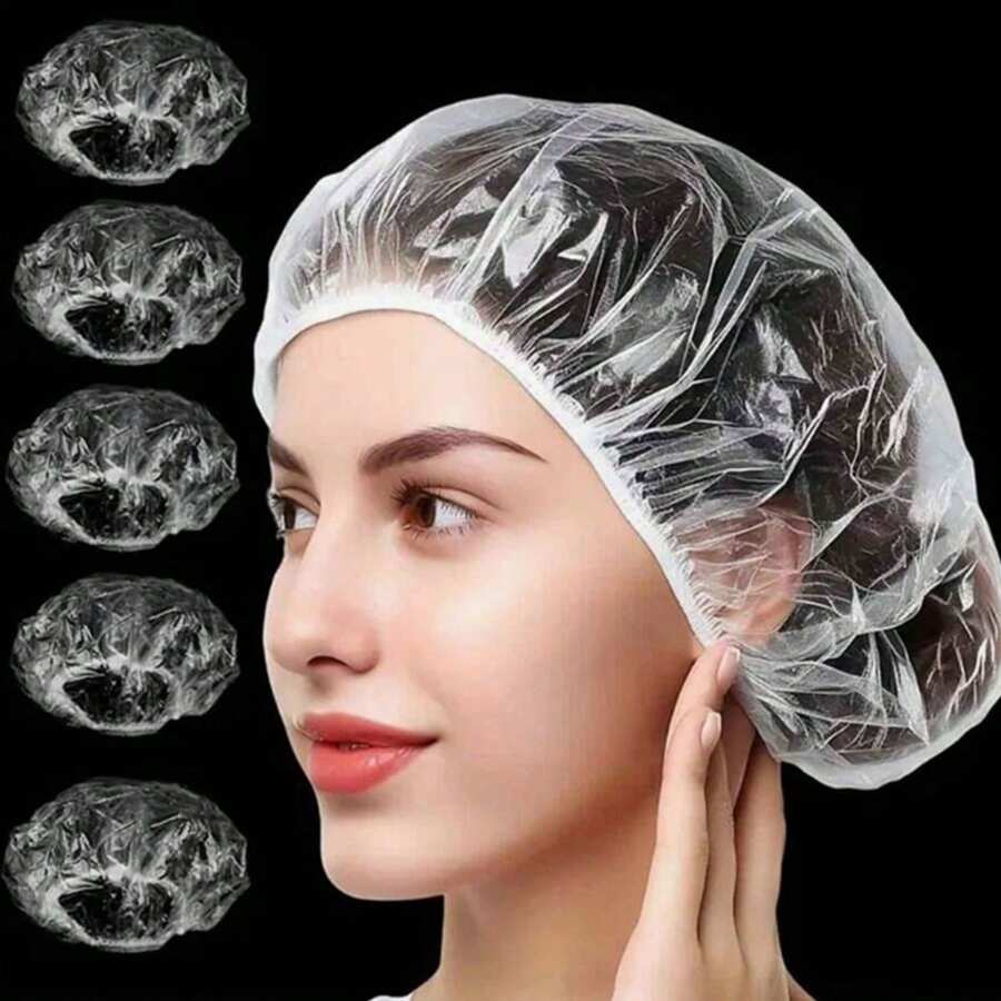 SHEIN قبعة حمام مطاطية مقاومة للماء سميكة مرنة لحماية الشعر