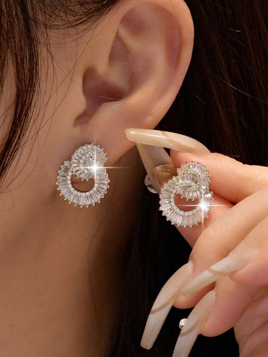 SHEIN طقم مجوهرات 3 قطع فضي مرصع بزيركونيا