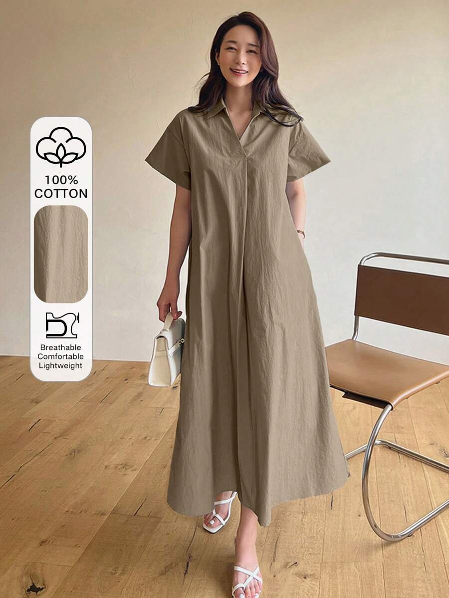 SHEIN DAZY فستان طويل كاجوال بأكمام قصيرة وقصة مريحة