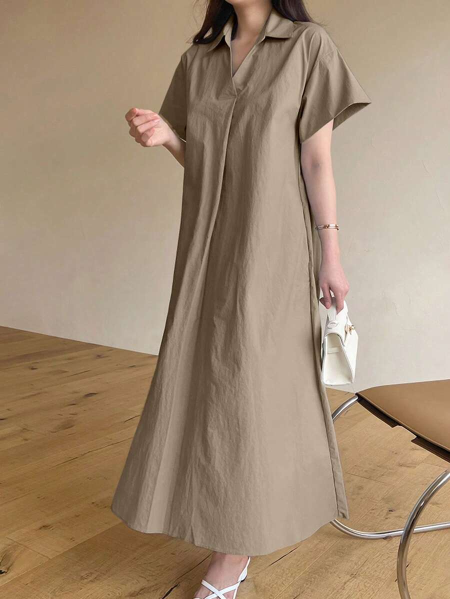 SHEIN DAZY فستان طويل كاجوال بأكمام قصيرة وقصة مريحة