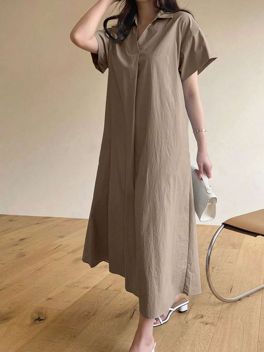 SHEIN DAZY فستان طويل كاجوال بأكمام قصيرة وقصة مريحة