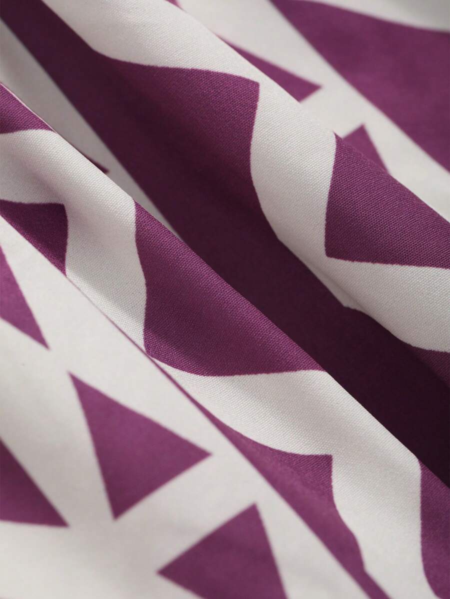 SHEIN Wynsel فستان قميص فضفاض بأكمام ثلاثة أرباع مطبع بتصميم كامل