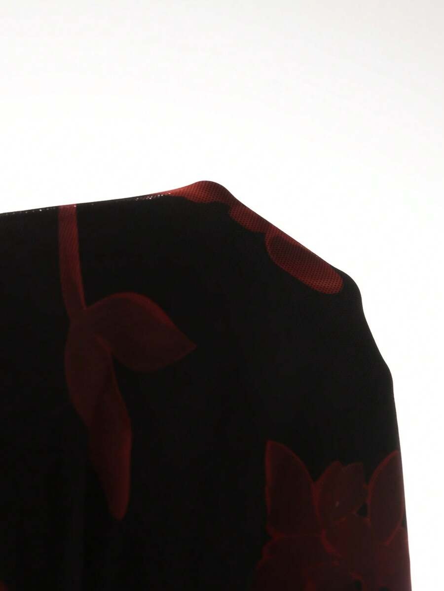 SHEIN EastFlair فستان كتان بطباعة زهرية ونمط طويل أنيق