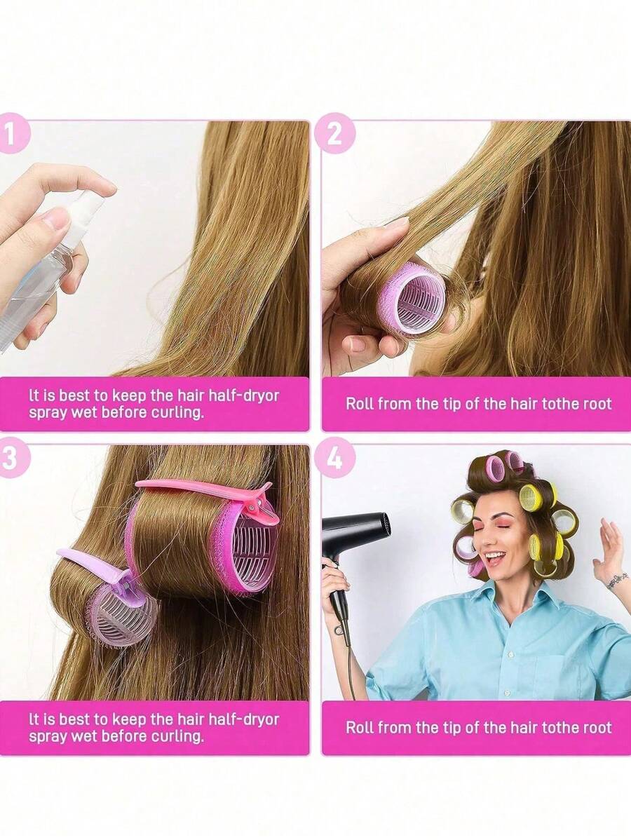 SHEIN مجموعة أنابيب تجعيد شعر 36 قطعة لاصقة مع مشابك