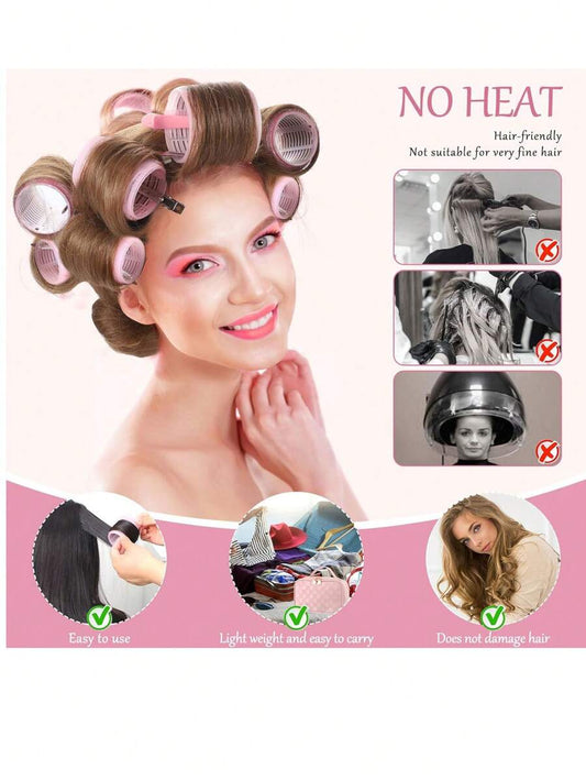 SHEIN مجموعة أنابيب تجعيد شعر 36 قطعة لاصقة مع مشابك