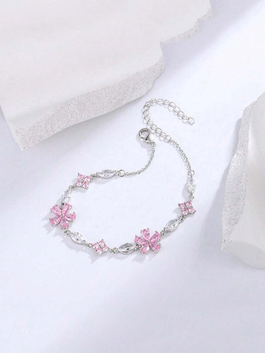 SHEIN سوار كريستال وردي بزهور الكرز