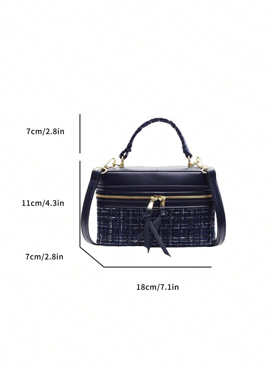 SHEIN حقيبة يد زرقاء مربعة بحزام للكتف
