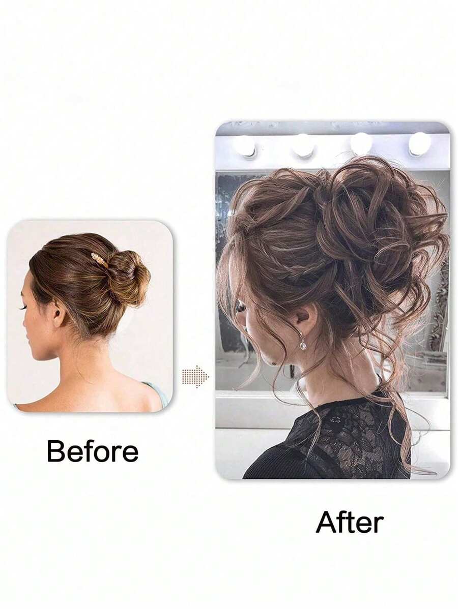 SHEIN شعر مستعار مجعد بلون بني أسود بمشبك بشكل كرة