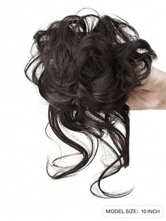 SHEIN شعر مستعار مجعد بلون بني أسود بمشبك بشكل كرة