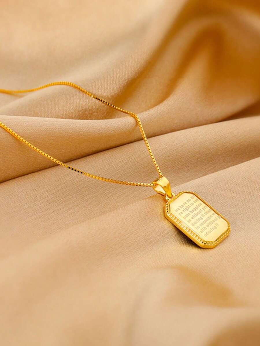 SHEIN قلادة مستطيلة ذهبية بسلسلة ترقوة رفيعة
