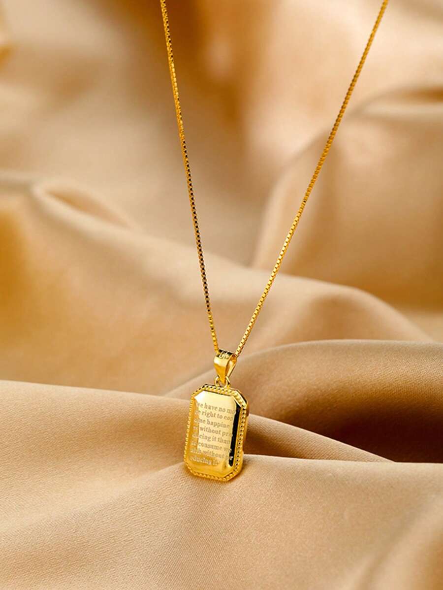 SHEIN قلادة مستطيلة ذهبية بسلسلة ترقوة رفيعة