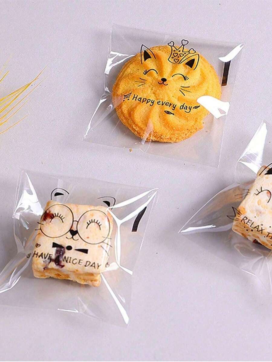 SHEIN كيس خبز 100 قطعة قابل للإقفال برسومات كرتونية