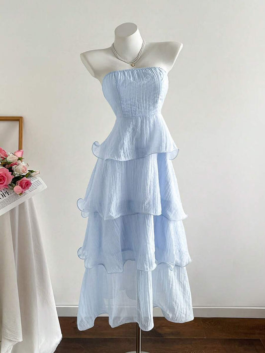 SHEIN ELAMINI فستان طويل متعدد الطبقات بظهر مفتوح