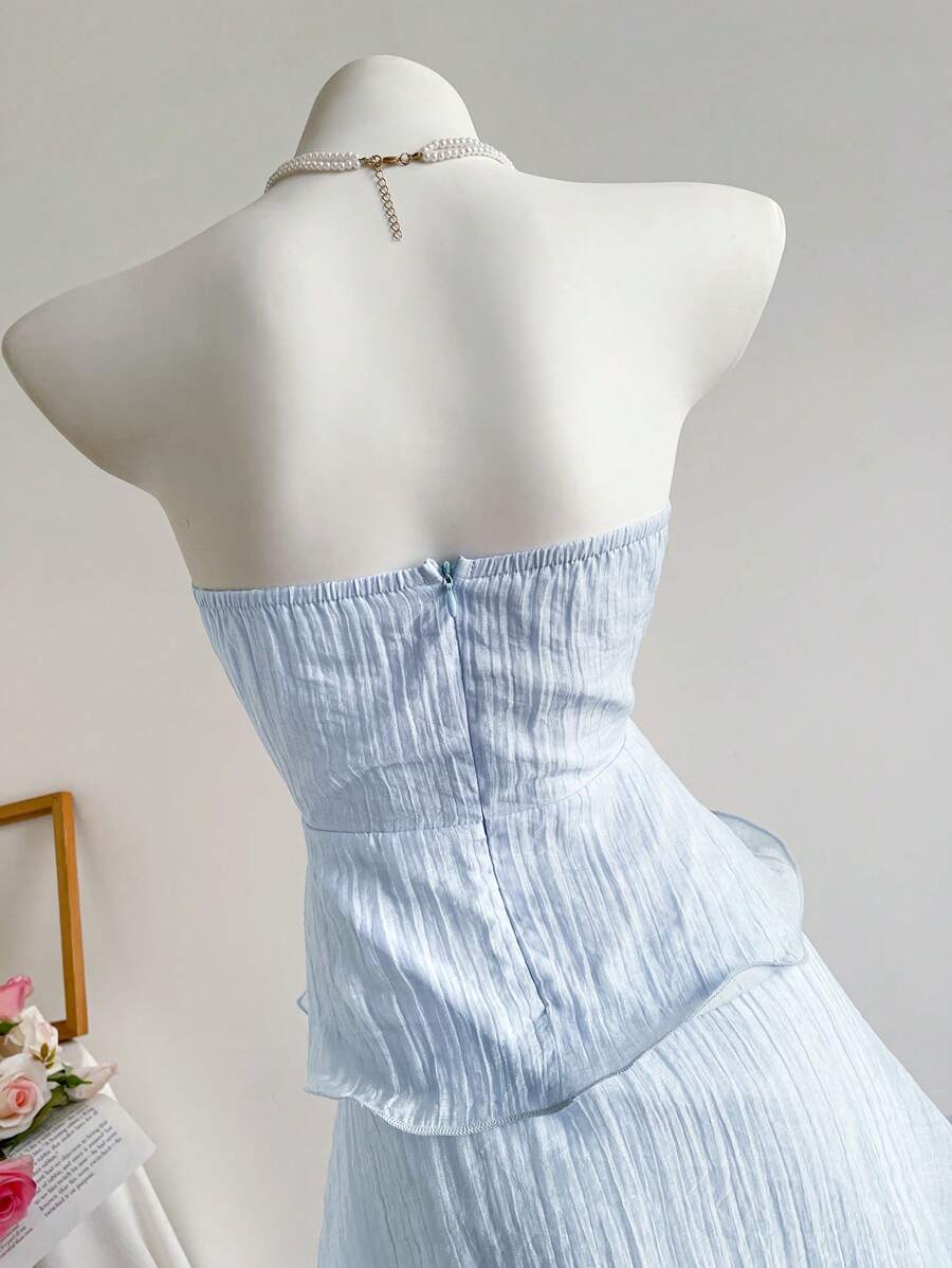 SHEIN ELAMINI فستان طويل متعدد الطبقات بظهر مفتوح