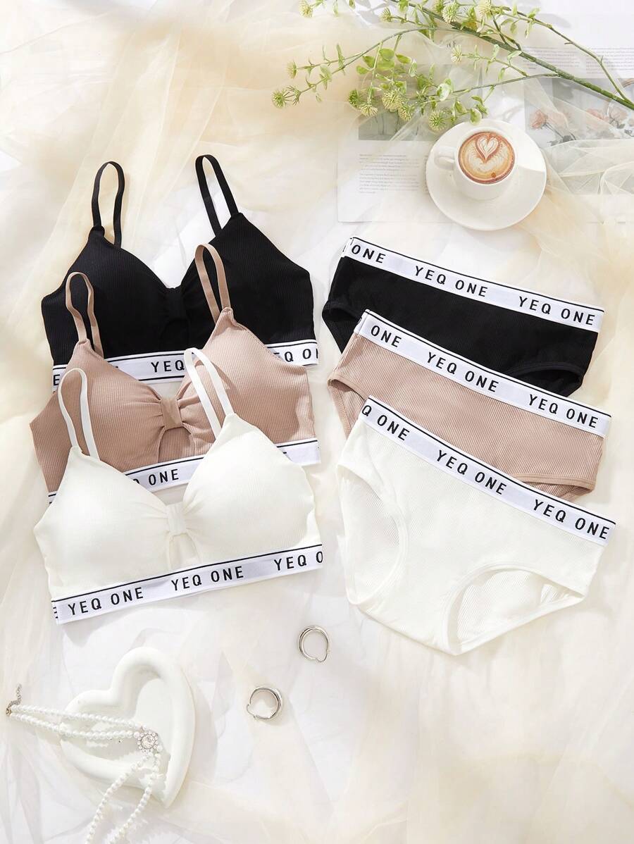 SHEIN لانجري 3 اطقم دانتيل بدون أسلاك