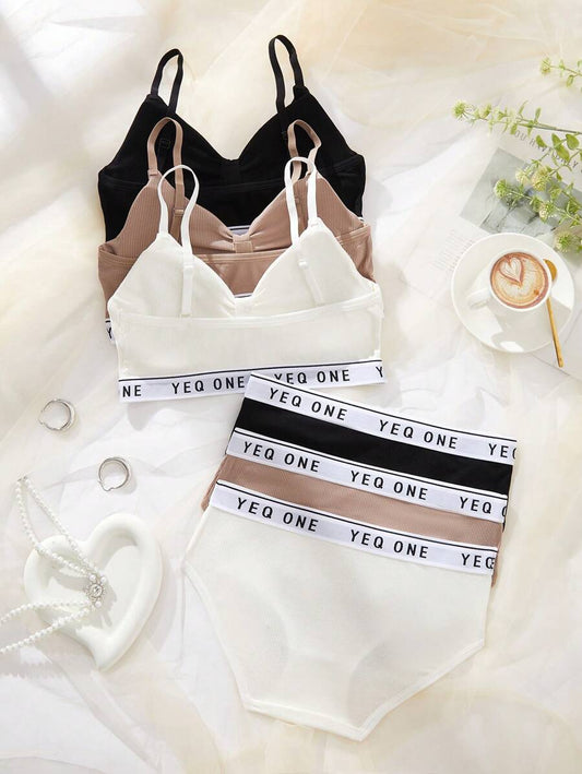 SHEIN لانجري 3 اطقم دانتيل بدون أسلاك