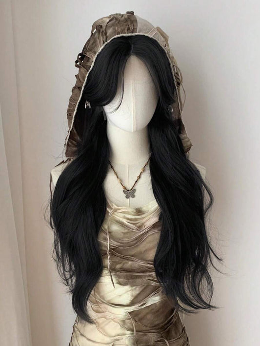 SHEIN شعر مستعار طويل مجعد دانتيل أمامي بلون أسود 26 بوصة