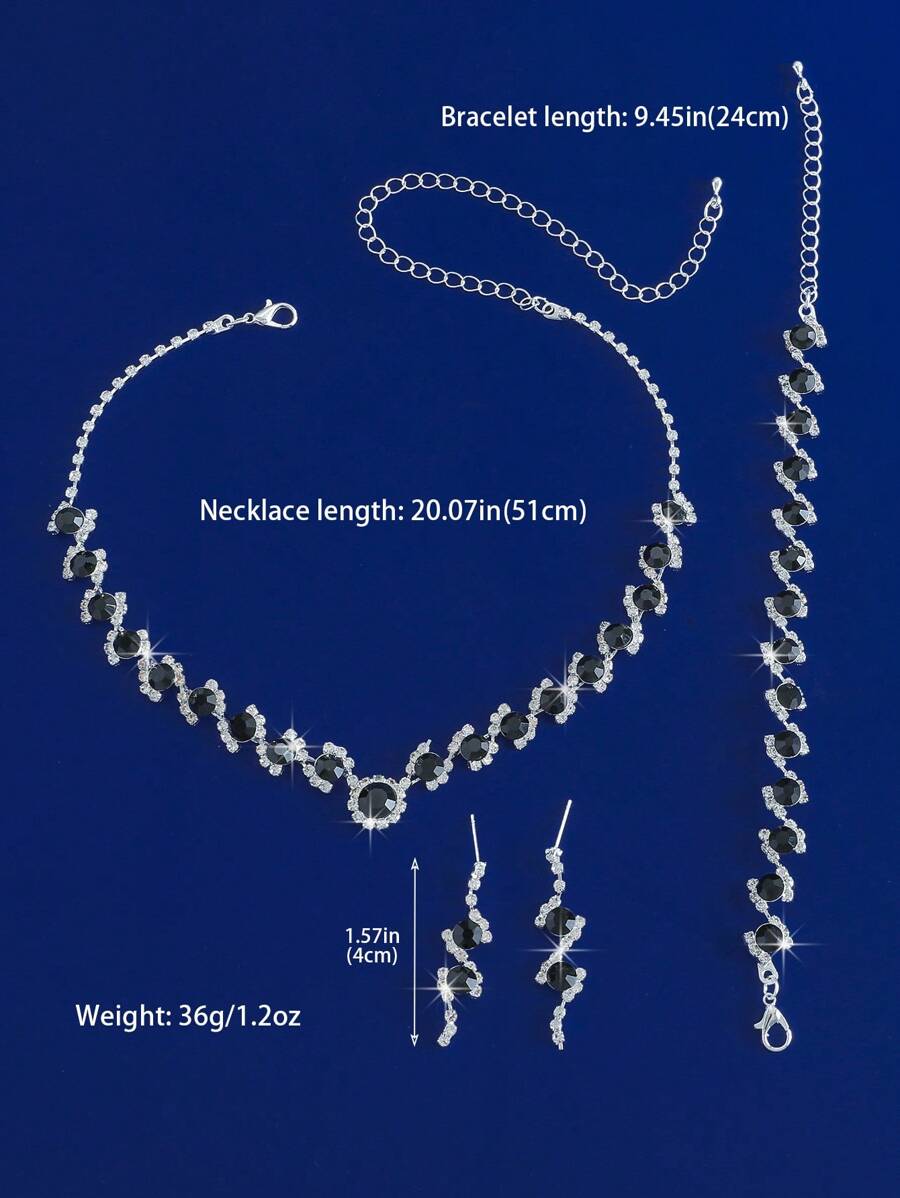 SHEIN طقم مجوهرات ألماس أسود عصري