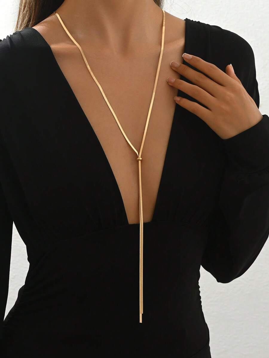 SHEIN قلادة فولاذية مطلية ذهب عيار 18
