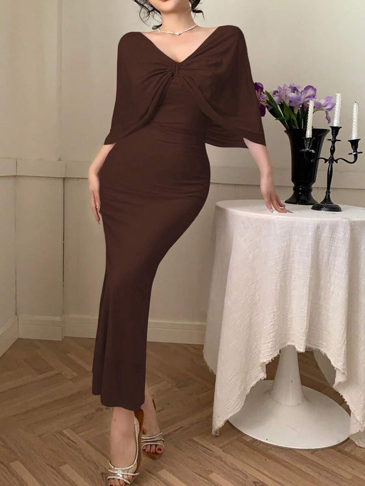 SHEIN DAZY فستان موسلين بتصميم متدلٍ بنقشات عقدة