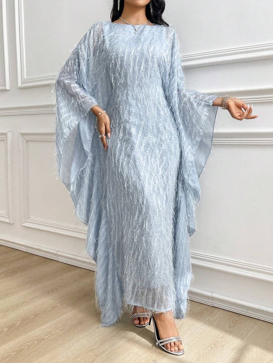 SHEIN Al Najma فستان كفتان وجلابية أزرق فاتح أنيق